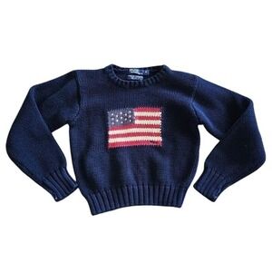 Vintage‎ Polo Ralph Lauren 4t Knit American Flag Sweater